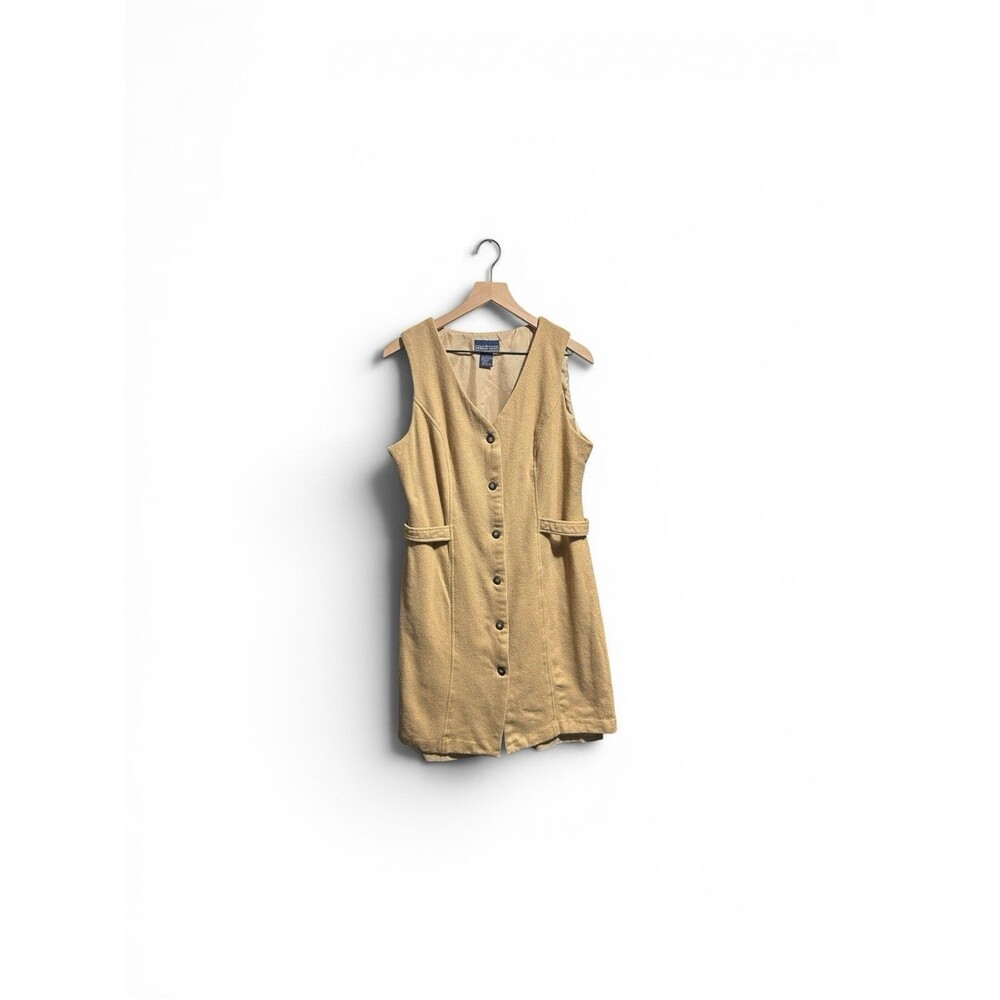 Vintage 90s Herman Geist Wool Jumper Dress Women’s 16 Camel Tan Made In Greece